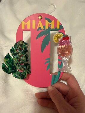 miami Pink & Green Tropical Hair Clip Duo